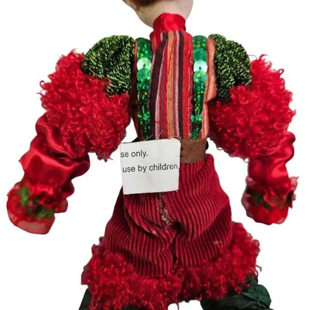 Christmas Decor Elf Fairy Doll‎ Pixie Detailed Sequins Beads Holiday Red READ